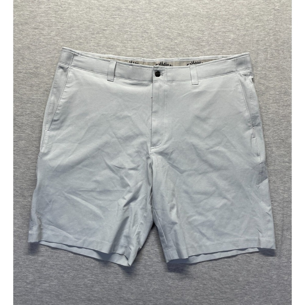 Callaway Chino Shorts Mens 38 Light Gray Logo Stretch Opti Dri Performance Golf